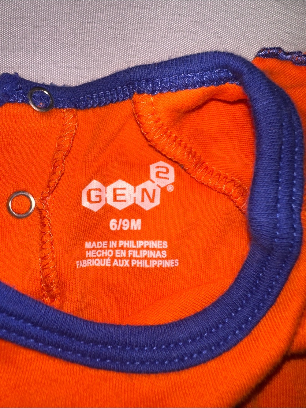 Baby Girl’s Orange and Navy Gators One-Piece Onesie Bodysuit with Heart Graphic - Picture 3 of 3